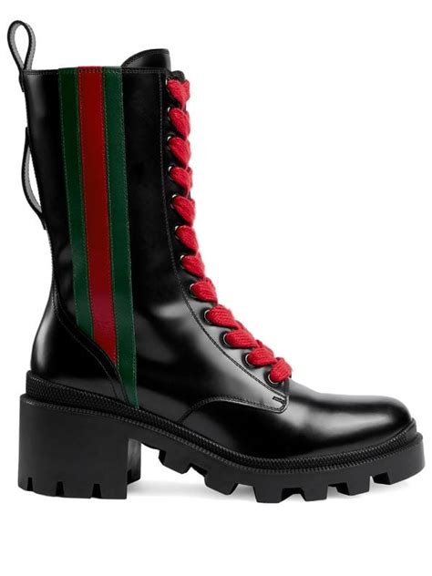 gucci stripe leather|gucci black leather ankle boots.